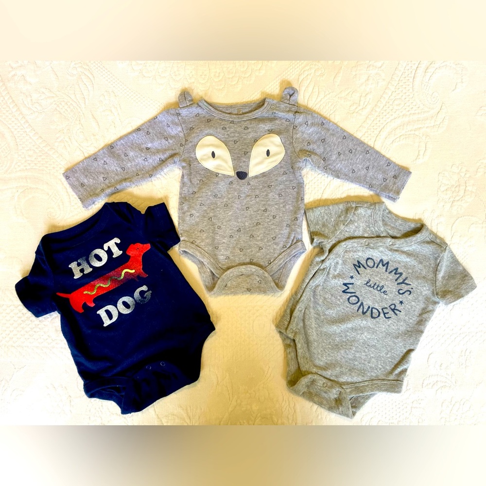 2 Baby Gap Onesies and 1 Chickpea long sleeve Oneie